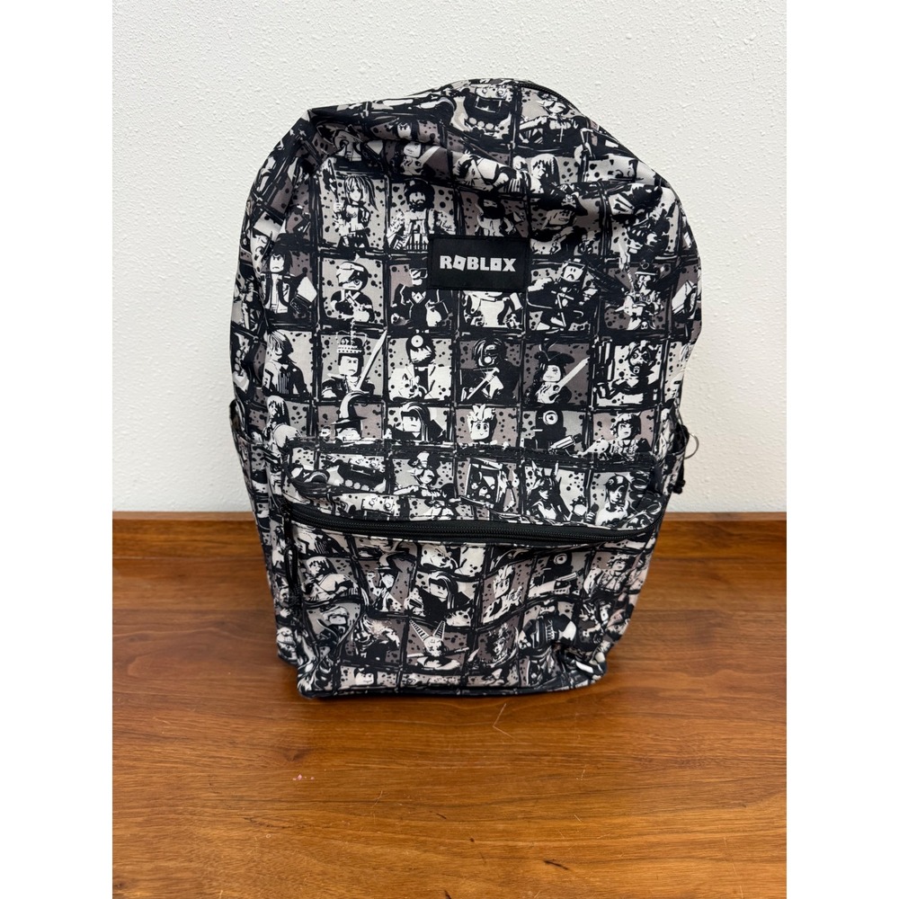 Roblox Avatar Comic Grid Print Backpack Black White School Bag Laptop Sleeve